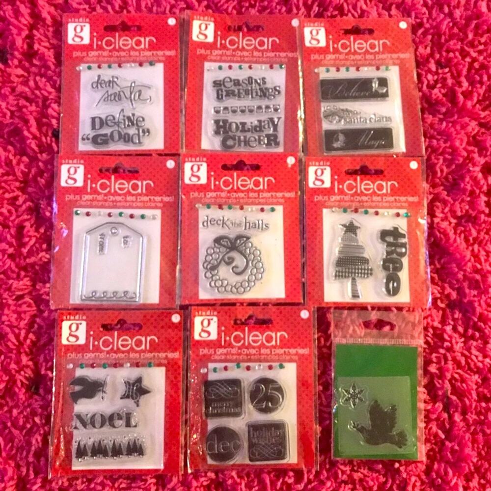 Studio G i Clear Plus Gems Clear Stamps Bundle Christmas Festive Holiday Craft